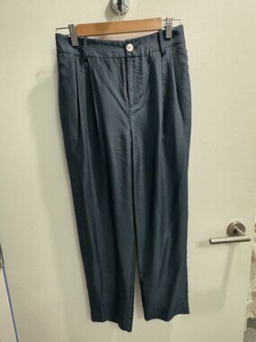 Vince Silk Habotai Cropped Trousers - Teal/ Sea Leaf